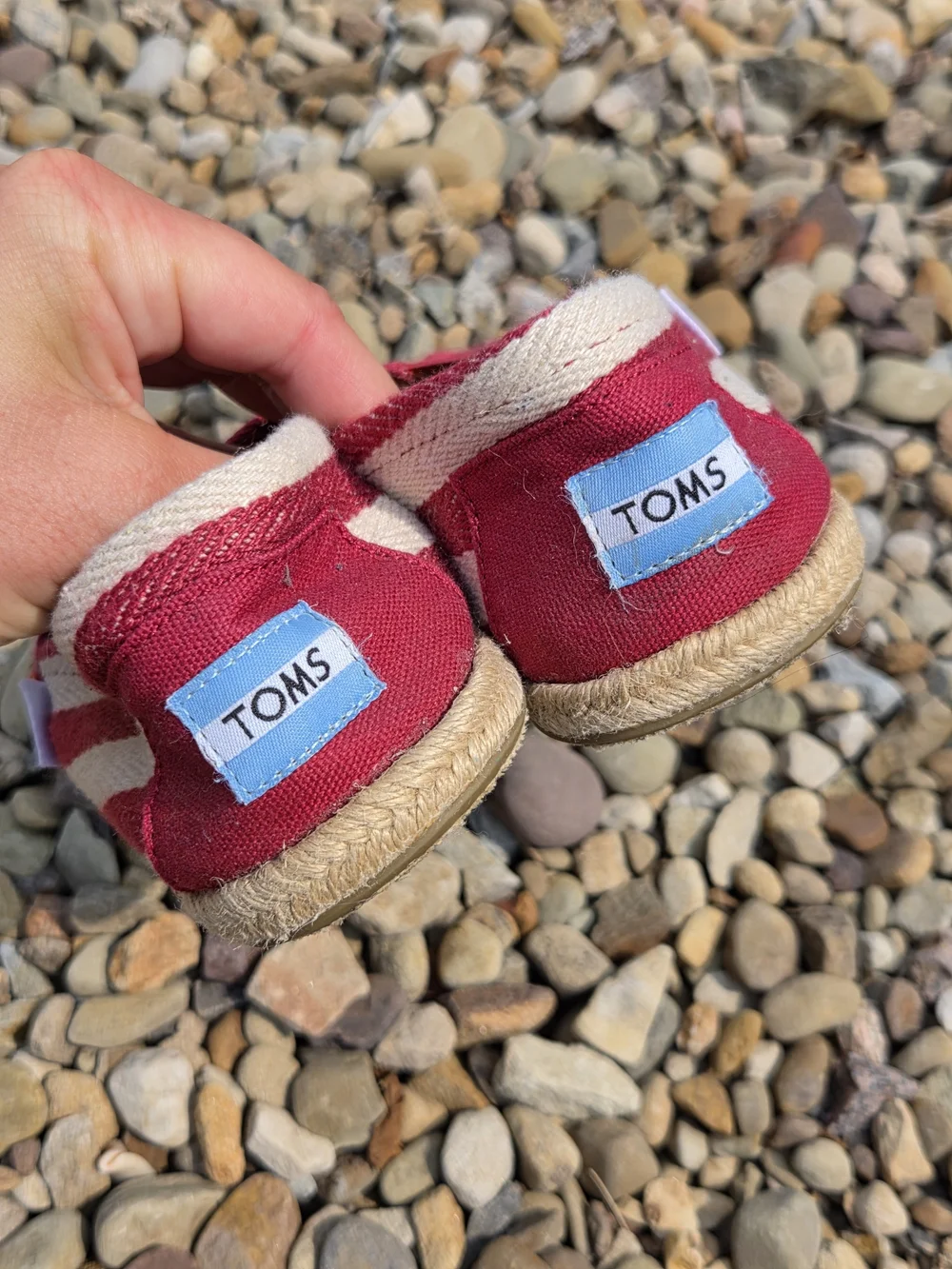 Toms Red Canvas Espadrille Slip-On Flats Size 7